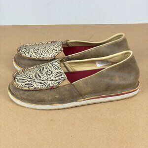 Twisted X Slip On Leather Loafers Womens 6 Brown Tan Floral Toe Casual Comfort